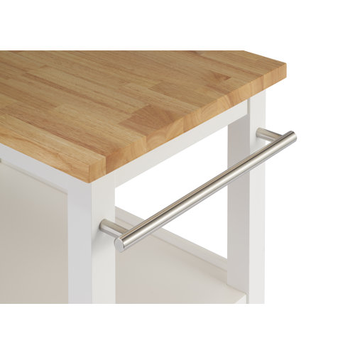 Andover Mills™ Raabe 32'' Wide Rolling Kitchen Cart with Solid Wood Top